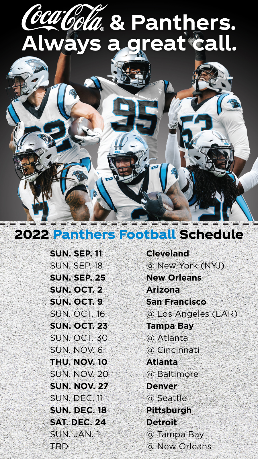 2022-2023 Carolina Panthers Wallpaper Schedule